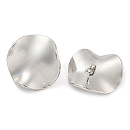 Non-Tarnish 304 Stainless Steel Ear Studs, Flat Round, Stainless Steel Color, 25mm(EJEW-P270-01B-P)