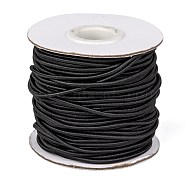Round Elastic Cord, with Nylon Outside and Rubber Inside, Black, 2mm, about 32.8 yards(30m)/roll(EC-R001-2mm-18B)
