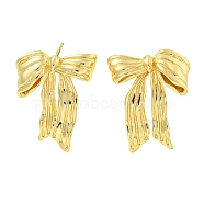 Rack Plating Brass Stud Earrings, Long-Lasting Plated, Lead Free & Cadmium Free, Bowknot, Real 18K Gold Plated, 25.5x20mm(EJEW-M247-30C-G)