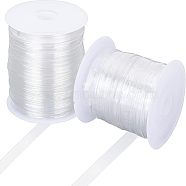 TPU Elastic Cord, Flat with Embossed Pattern, with Plastic Empty Spools, Clear, 6mm, about 104.99 Yards(96m)/roll(EW-NB0001-08)