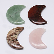 Natural & Synthetic Gemstone Pendants, Moon, 44.5~49.5x29~32x6~7mm, Hole: 2.5mm(G-F385-02)