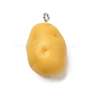 Opaque Resin Pendants, Potato, with Platinum Iron Loop, Wheat, 26x16x14mm, Hole: 2mm(FIND-I044-12)