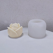 Valentine's Day Theme DIY Candle Food Grade Silicone Molds, Handmade Soap Mold, Mousse Chocolate Cake Mold, Rose, White, 89x71mm, Inner Diameter: 56mm(DIY-C022-11)