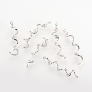 Brass Links, Nickel Free, Real Platinum Plated, Spiral, 32x7mm, Hole: 1mm(KK-R065-08P)