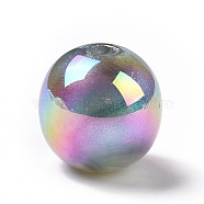UV Plating Rainbow Iridescent Acrylic Beads, with Glitter Powder, Round, Slate Gray, 15mm, Hole: 3.2mm(OACR-C010-05D)