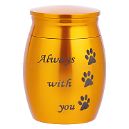316 Stainless Steel Pet Cinerary Casket, Column with Paw Print Pattern, Gold, 40x30mm(AJEW-WH0013-41E)