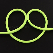Round Elastic Cord, with Fibre Outside and Rubber Inside, Green Yellow, 3mm, about 98.42 yards(90m)/bundle(EC-R011-3mm-02)