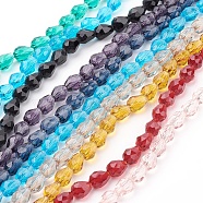 Glass Beads Strands, Faceted, Drop, Crystal Suncatcher, Mixed Color, 7.5~8x6mm, Hole: 1.5mm, about 66~68pcs/strand, 15.7 inch(GC890Y)