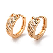 Brass Hoop Earrings with Rhinestone, Hollow Rectangle, Light Gold, 14.5x6x15.5mm(EJEW-K256-93KCG)
