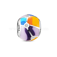TINYSAND 925 Sterling Silver Colorful Enamel Charm European Bead, with Cubic Zirconia, Colorful, 10.08x9.22mm, Hole: 4.84mm(TS-C-220)