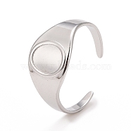 304 Stainless Steel Oval Chunky Open Cuff Ring for Women, Stainless Steel Color, US Size 8 1/2(18.5mm)(RJEW-C025-14P)