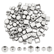 96Pcs 8 Style 304 Stainless Steel Beads, Cube, Stainless Steel Color, 12pcs/style(STAS-DC0005-74)