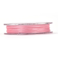 Strong Stretchy Beading Elastic Thread, Flat Elastic Crystal String, Pearl Pink, 0.8mm, about 10.93 yards(10m)/roll(EW-N002-17)