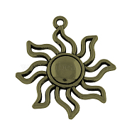 Tibetan Style Alloy Solar Eclipse Pendants, Cadmium Free & Lead Free, Sun, Antique Bronze, 34x31x3mm, Hole: 2mm, about 181pcs/568g(TIBEP-R304-004AB-LF)