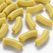 Opaque Acrylic Beads, Curved Tube, Yellow, 36x13.5x11.5mm, Hole: 4mm, about 133pcs/500g(MACR-S372-001B-S024)