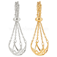 2Pcs 2 Colors Brass Pearl Cage Pendant Mounting, Adjustable Charms Blank for Pearl Jewelry Making, Flower, Platinum & Golden, Tray: 10~12mm, 41.5mm, 1pc/color(KK-DR0001-01)