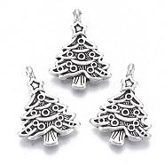 Tibetan Style Alloy Pendants, Lead Free & Cadmium Free, Christmas Theme, Christmas Tree, Antique Silver, 24x17.5x4.5mm, Hole: 1.6mm, about 270pcs/500g(TIBE-N010-33AS-RS)