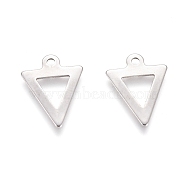 201 Stainless Steel Charms, Triangle, Stainless Steel Color, 12x9.5x0.5mm, Hole: 1mm(STAS-I123-18P-A)
