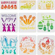 PET Hollow out Drawing Painting Stencils Sets, for DIY Scrapbook, Photo Album, Easter Theme Pattern, 15~30x30cm, 9 sheets/set(DIY-WH0172-320)