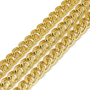 Unwelded, Faceted Aluminum Curb Chains, Diamond Cut Chains, Gold, 9x7x2mm(CHA-S001-098A)