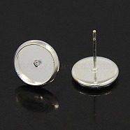 Brass Stud Earring Settings, Platinum, Tray: 10mm, 12x0.8mm(KK-H021-1N)