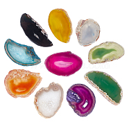 Natural Agate Slices Big Pendants, Dyed, Mixed Color, 50~110x27~60x5~10mm, Hole: 2mm, 10 colors, 1pc/color, 10pcs/set(G-PH0001-16)