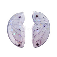 Transparent Epoxy Resin Cabochons, with Sequins, Wing, Lavender, 20x9.5x2mm(CRES-T016-014)