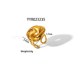 Flower Stainless Steel Cuff Open Rings for Women, Golden, 24x17mm(MN4225-2)