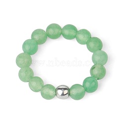 4MM Round Natural Green Aventurine Beaded Stretch Rings, European and American Style(VM0712-12)