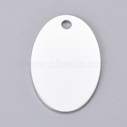 Pet Aluminium Pendants, Stamping Blank Tag, Oval, Silver, 38x25x1mm, Hole: 3.5mm(ALUM-I002-05J)