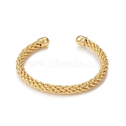 Classic Rack Plating Brass Cuff Bangle, Long-Lasting Plated Mesh Chains Bangles, Cadmium Free & Lead Free, Real 18K Gold Plated, Inner Diameter: 2-1/8 inch(5.5cm)(BJEW-E071-23G)