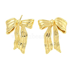 Rack Plating Brass Stud Earrings, Long-Lasting Plated, Lead Free & Cadmium Free, Bowknot, Real 18K Gold Plated, 25.5x20mm(EJEW-M247-30C-G)