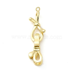 Rack Plating Brass Knot Fold Over Clasps, Lead Free & Cadmium Free, Long-Lasting Plated, Real 18K Gold Plated, Knot: 21.5x10.5x5.5mm, Hole: 1.2mm, Clasps: 18x8x5.5mm, Hole: 5.5x3mm(KK-K349-12G)