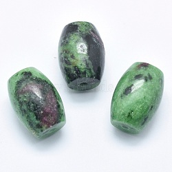 Natural Ruby in Zoisite Beads, Half Drilled(Holes on Both Sides), Barrel, 24.5~25x18mm, Hole: 2.5~3mm(G-P384-U22)