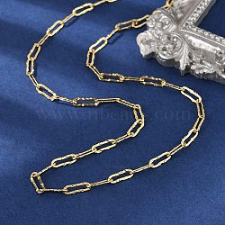 Brass Textured Paperclip Chain Necklaces for Women Men, Rack Plating, Long-Lasting Plated, Lead Free & Cadmium Free, Real 18K Gold Plated, 16.89 inch(42.9cm)(NJEW-F337-02G-02)