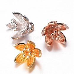 Brass Charms, Flower, Mixed Color, 8x9mm, Hole: 1.5mm(KK-N0099-003)