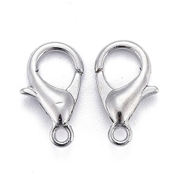 Zinc Alloy Lobster Claw Clasps, Parrot Trigger Clasps, Cadmium Free & Lead Free, Platinum, 12x6mm, Hole: 1.2mm(X-E102)