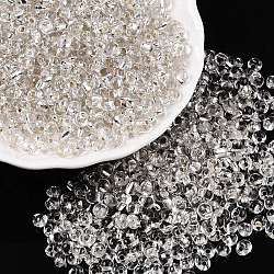 6/0 Baking Paint Transparent Glass Seed Beads, Silver Lined, Teardrop, Clear, 4~5x4~4.5x3~4mm, Hole: 1~1.2mm, about 4500pcs/pound(SEED-N006-06A)