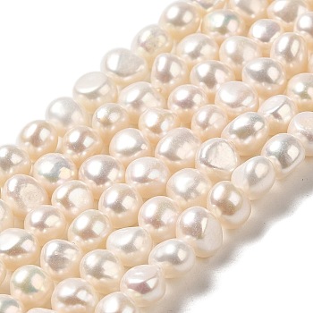 Natural Cultured Freshwater Pearl Beads Strands, Two Sides Polished, Grade 6A+, PapayaWhip, 5.5~6.5x7~7.5x5.5~6mm, Hole: 0.5mm, about 55~56pcs/strand, 13.78~13.98 inch(35~35.5cm)