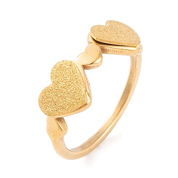 304 Stainless Steel Heart Finger Ring for Women, Golden, 7mm, US Size 6~9(16.5~18.9mm)