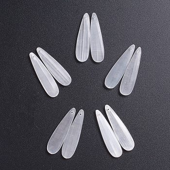 Natural Selenite Pendants, for Jewelry Making, Teardrop, 45~45.5x12~12.5x4~4.5mm, Hole: 1mm