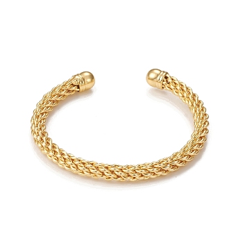 Classic Rack Plating Brass Cuff Bangle, Long-Lasting Plated Mesh Chains Bangles, Cadmium Free & Lead Free, Real 18K Gold Plated, Inner Diameter: 2-1/8 inch(5.5cm)