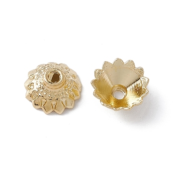 Alloy Beads Cap, Flower, Multi-Petal, Light Gold, 10x5mm, Hole: 1.6mm