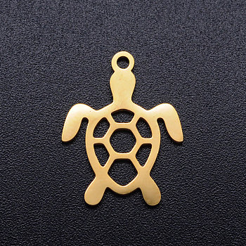 201 Stainless Steel Hollow Pendants, Turtle, Golden, 19x14x1mm, Hole: 1.5mm