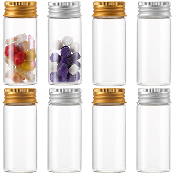 24Pcs 2 Colors Clear Glass Bottles Bead Containers, Screw Top Bead Storage Tubes with Aluminum Cap, Column, Mixed Color, 3x7cm, Capacity: 30ml(1.01fl. oz), about 12pcs/color