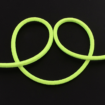Round Elastic Cord, with Fibre Outside and Rubber Inside, Green Yellow, 3mm, about 98.42 yards(90m)/bundle