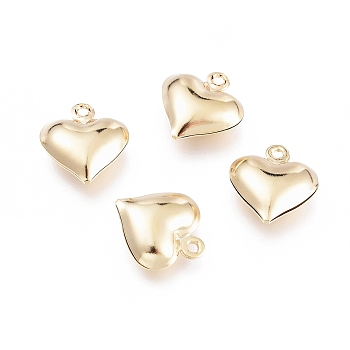 304 Stainless Steel Charms, Hollow Heart, Golden, 13x11.5x4.8mm, Hole: 1.2mm