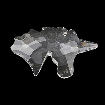 Glass Chandelier Prism Big Pendants, Faceted Dinosaur Charms, Clear, 45x76x17mm, Hole: 2mm