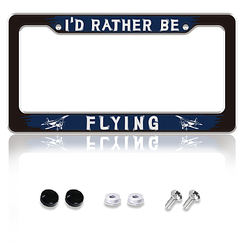 Aluminum Alloy Decoration Frame, for Licence Plate, with Screw & Nut, Rectangle, Airplane, 160x310x5mm