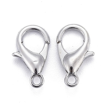 Zinc Alloy Lobster Claw Clasps, Parrot Trigger Clasps, Cadmium Free & Lead Free, Platinum, 12x6mm, Hole: 1.2mm